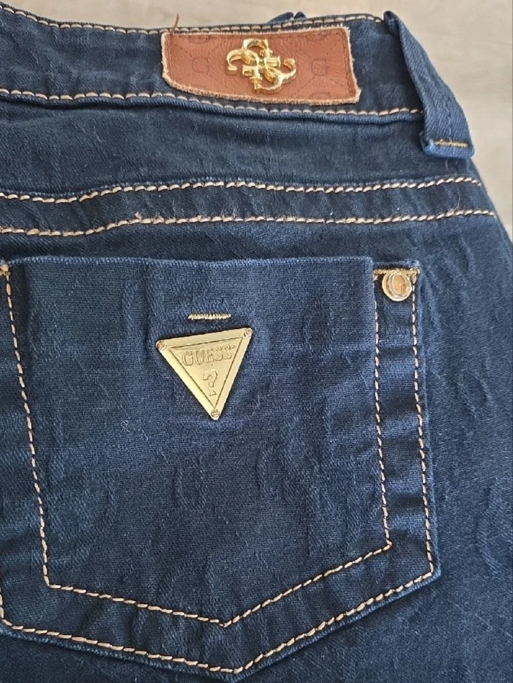 Guess Dark Navy Skinny Jeans with Contrast Stitching - Picture 2 of 9